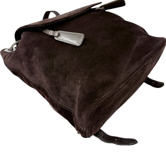 CHANEL Vintage CC Logo Suede Drawstring Flap Backpack Bag Stitch Brown [106223] - Picture 7 of 15